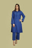 Women's Lyla Blue Plain Stitched Suit - Versatile Winter Poly Wool