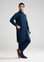 Prussian blue Melange Kunhaar Summer Wash & Wear Shalwar Kameez