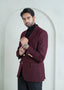 Lawrencepur Men's Maroon Plain Worsted Tweed Classic Blazer