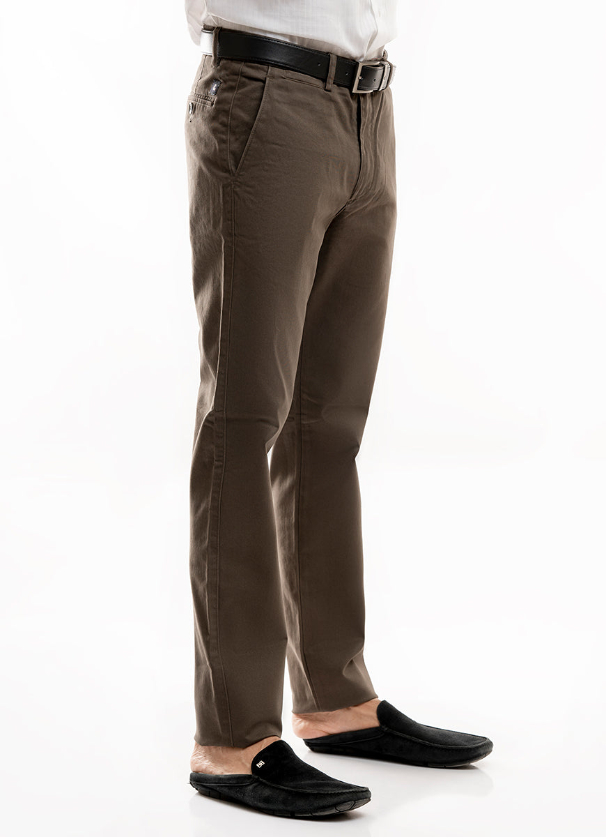Plain-Olive, 100% Cotton Lycra, Chino Stretch, Casual Trouser