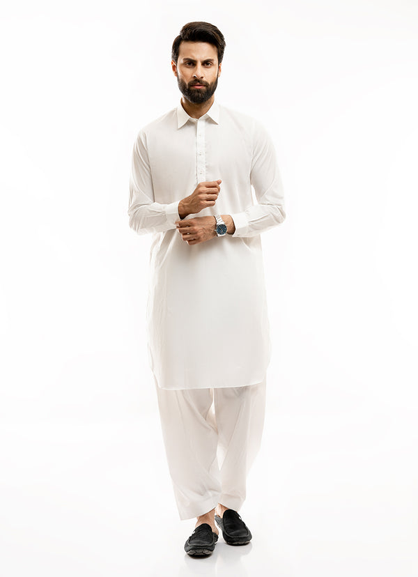 Plain-Off White, Hi-End Egyptian Cotton Shalwar Kameez