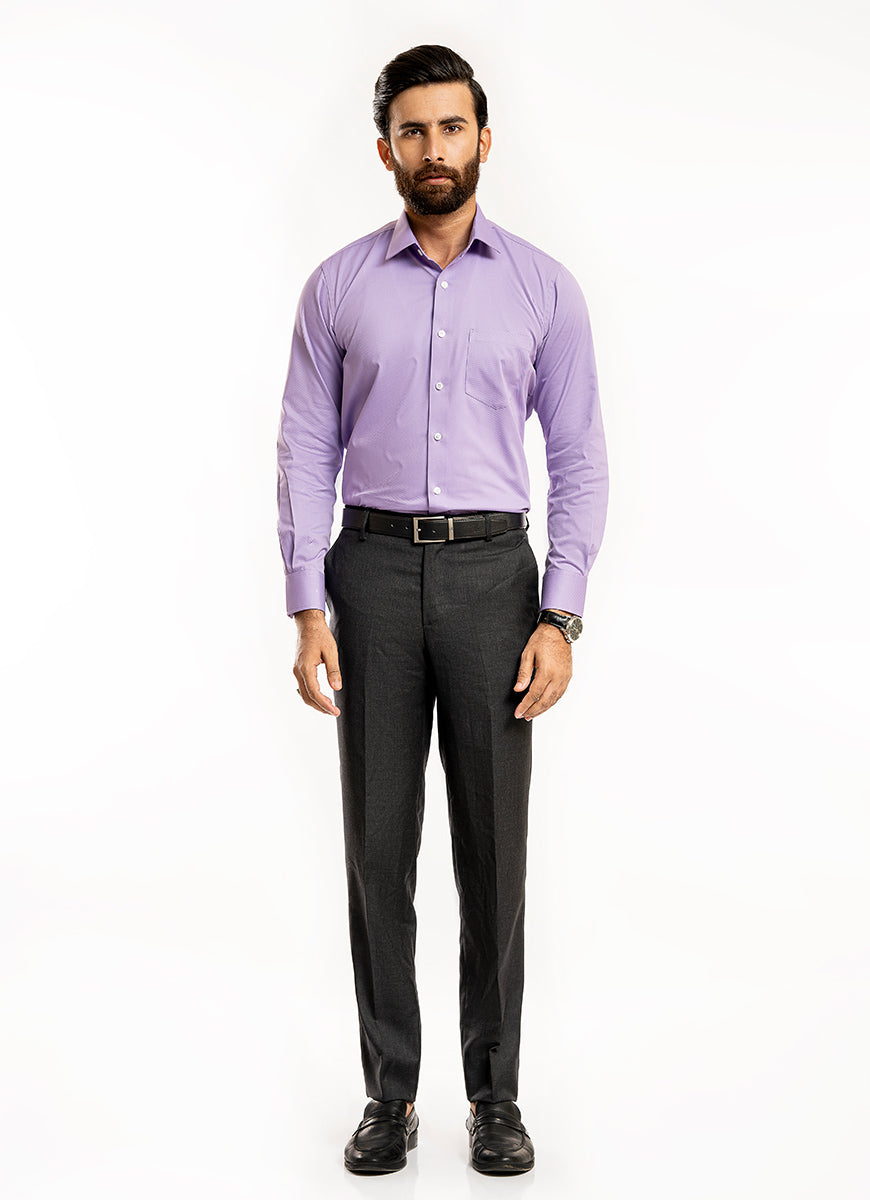 Textured-Purple, Cotton Rich Charlie Formal Shirt