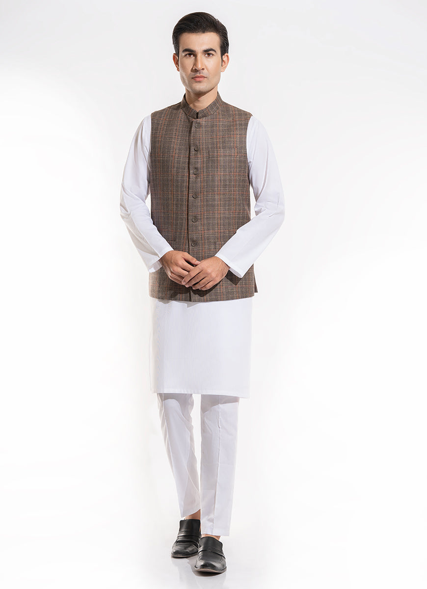 2240-00220-040-5-030 L-Waist Coat Worsted Tweed Wool Rich Brown Winter 2