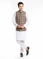 2240-00220-040-5-034 L-Waist Coat Worsted Tweed Wool Rich Brown Winter 2