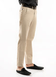 Plain-Tan, 100% Cotton Lycra Casual Trouser