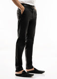 Plain-Black, 100% Cotton Lycra, Chino Stretch, Casual Trouser