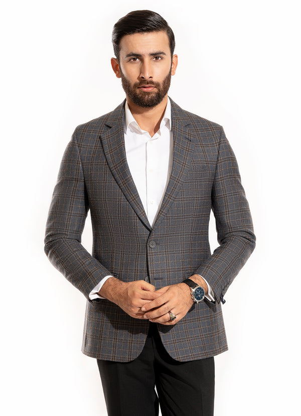 Checks Grey, Worsted Tweed, Wool Rich, Classic Blazer