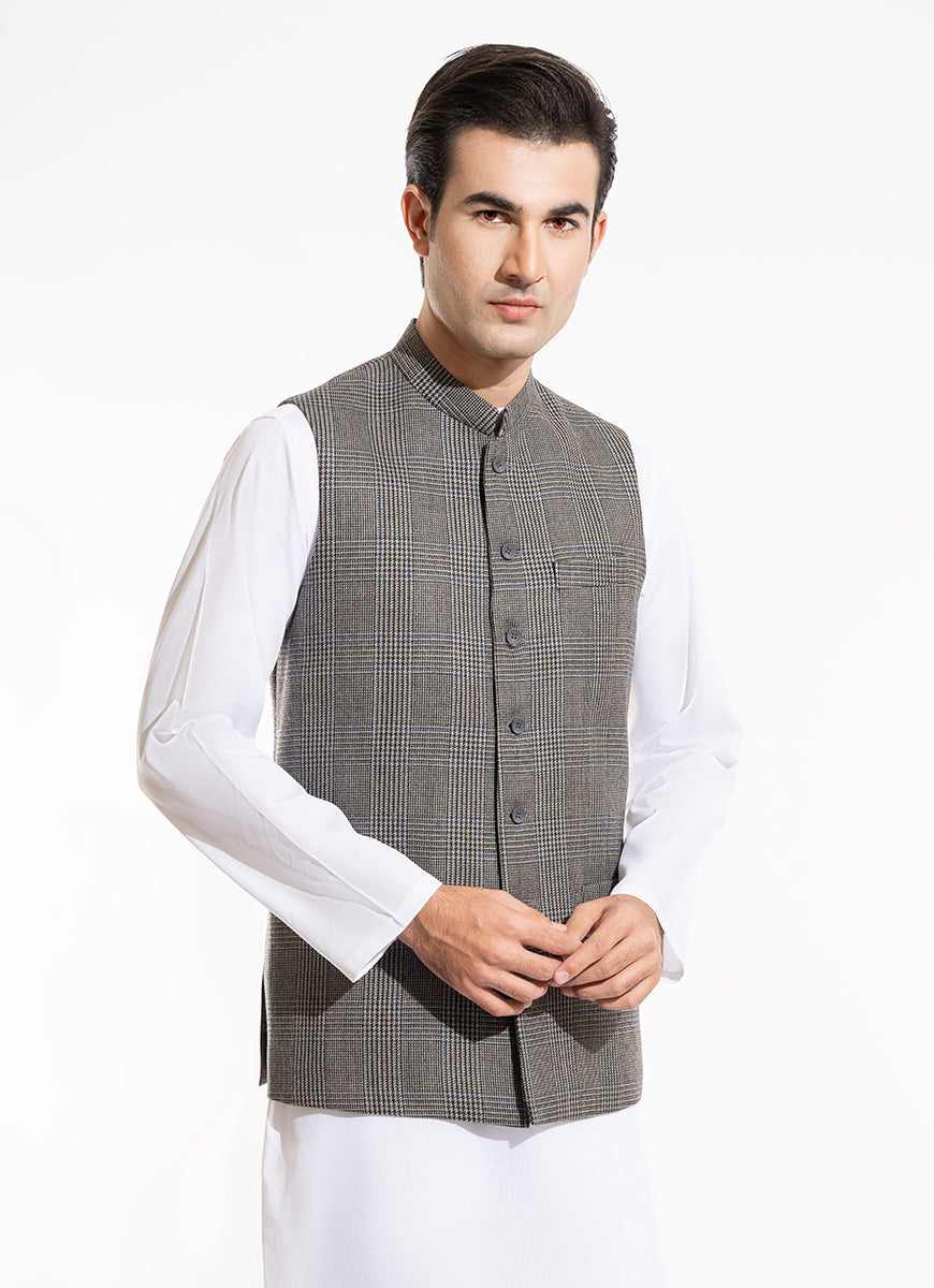 2240-00220-020-5-016 L-Waist Coat Worsted Tweed Wool Rich Grey Winter 1