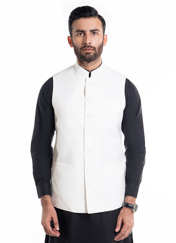 Textured Off White, Kashghar Classic Waist Coat