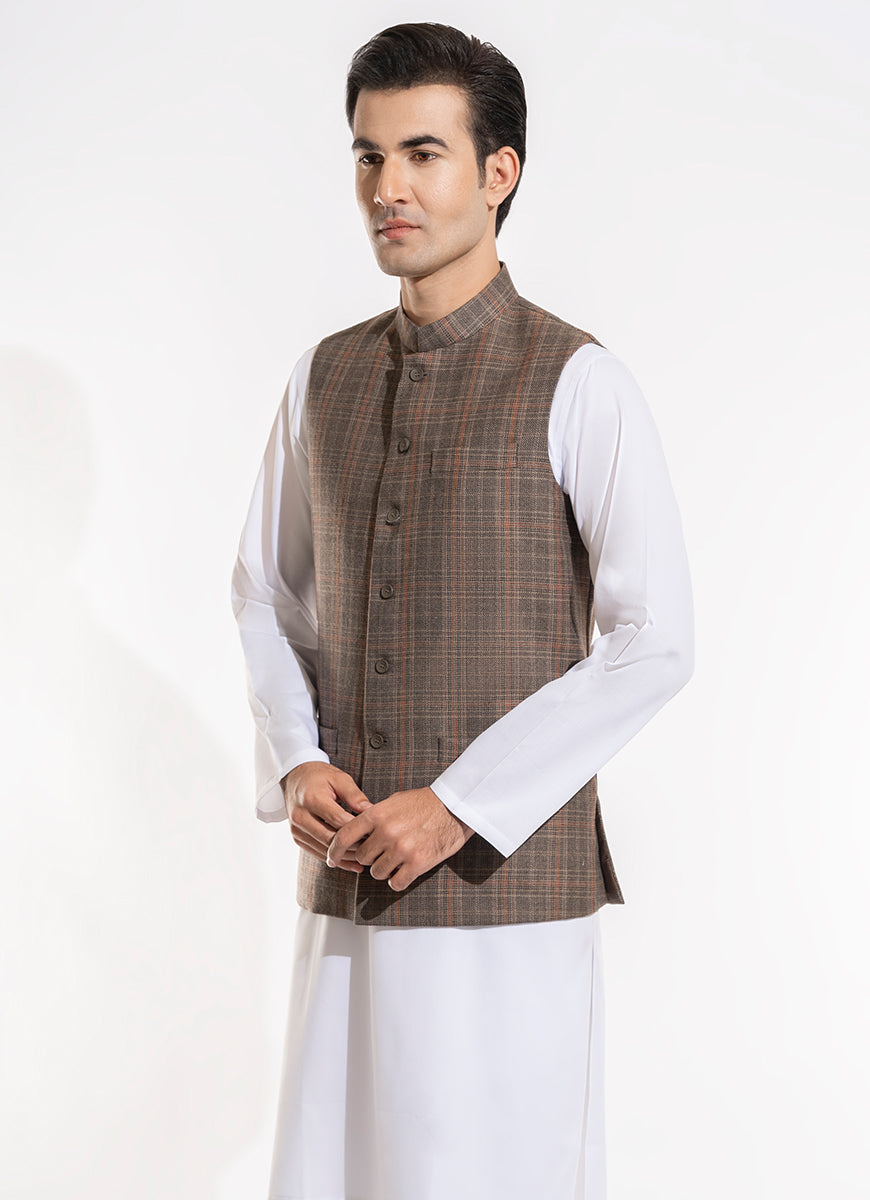 2240-00220-040-5-030 L-Waist Coat Worsted Tweed Wool Rich Brown Winter 1