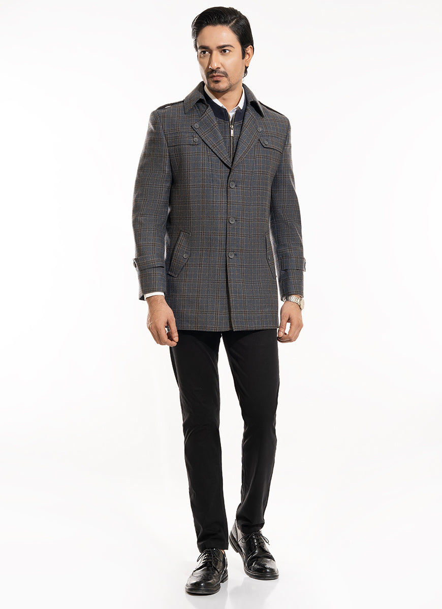 2550-00220-020-5-014 L-Double Jacket Worsted Tweed Wool Rich Grey Winter 2