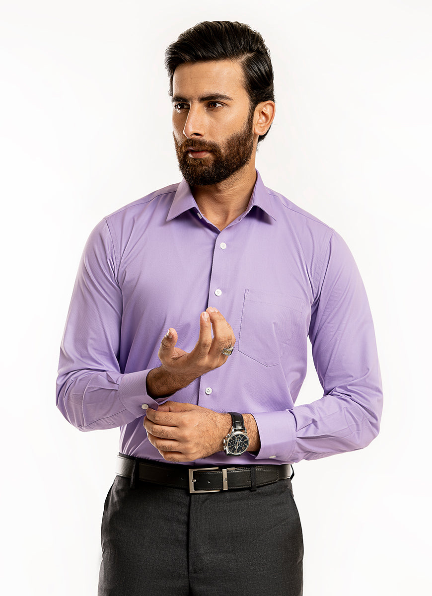 Textured-Purple, Cotton Rich Charlie Formal Shirt