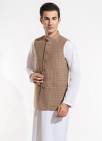 Brown Houndstooth Waistcoat – Wool-Rich Worsted Tweed