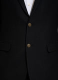 Plain-Black, Wool Rich, Worsted Tweed Classic Blazer