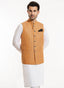 Orange & Brown Striped Waistcoat – Wool-Rich Tweed Formal Wear