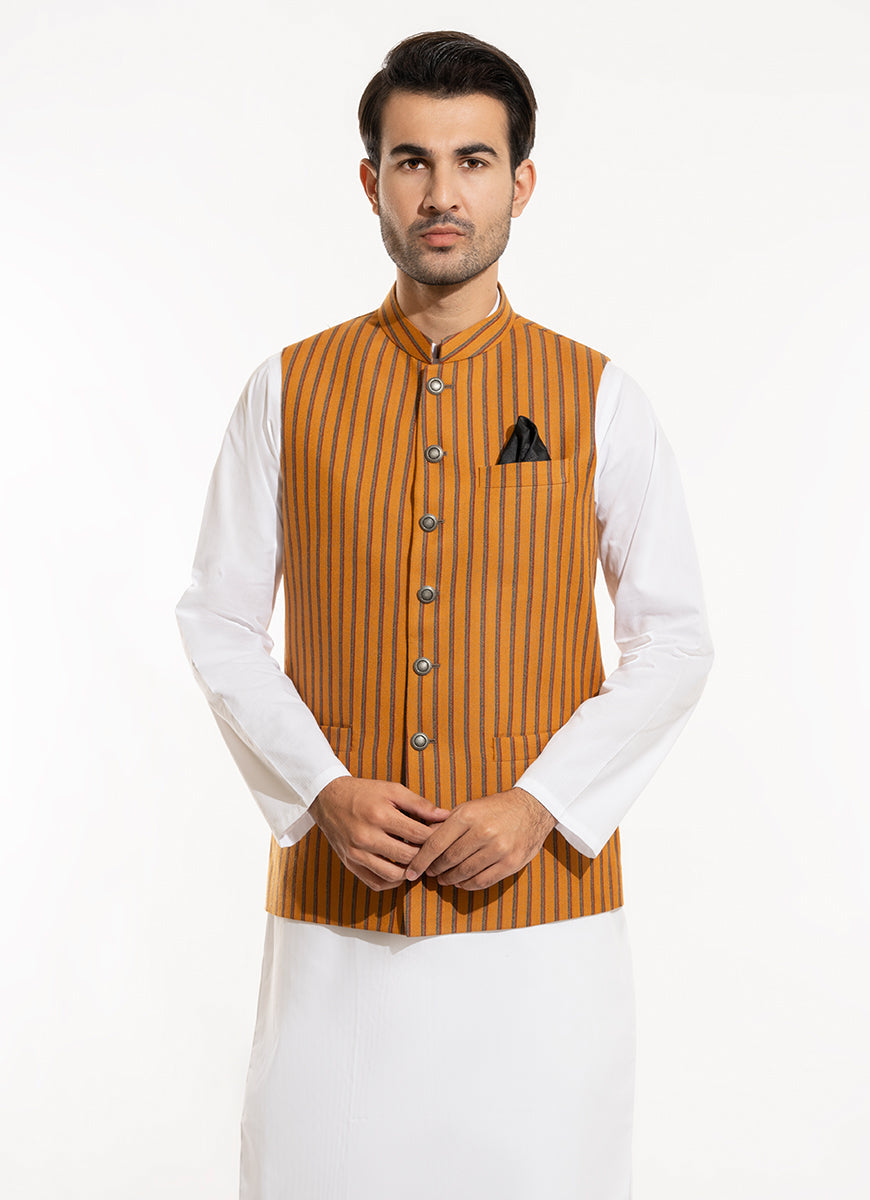 Pink & Brown Striped Waistcoat – Worsted Tweed Winter Wear