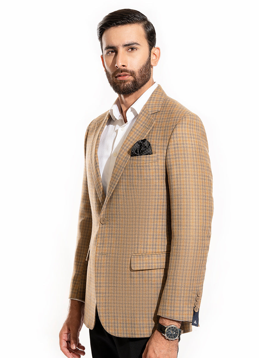 Beige Checks Tweed Blazer (SKU: 2210-00220-130-5-020) - Worsted wool classic Main image