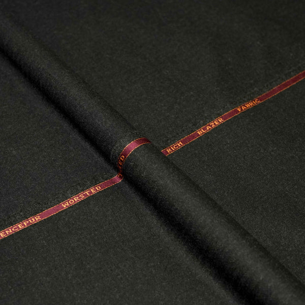 Dark Grey Self Stripes Wool Rich, Worsted Tweed Blazer Fabric