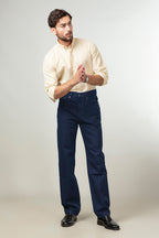 Dark Wash Straight Fit Rigid Denim Jeans