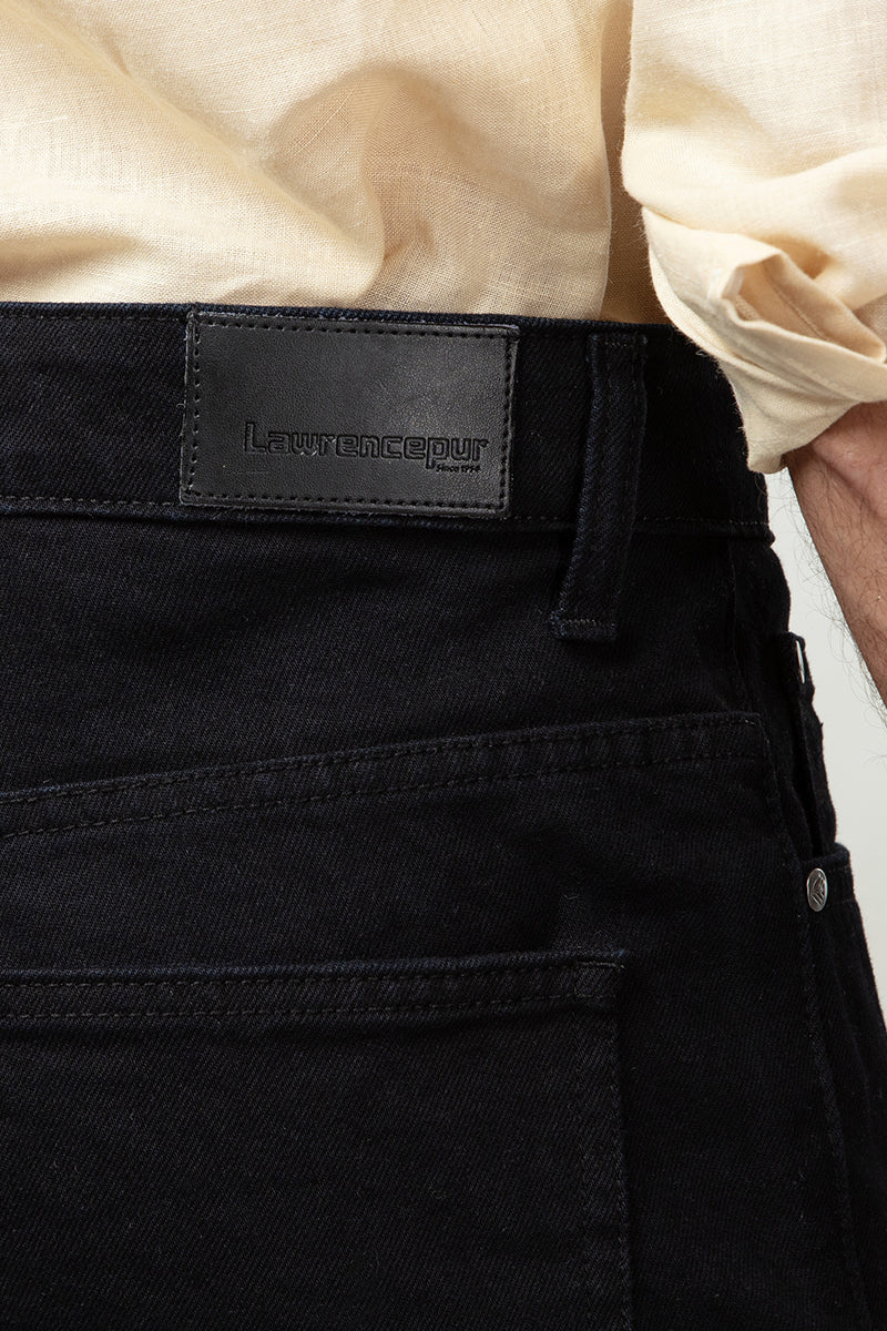 Black Straight Fit Rigid Denim Jeans