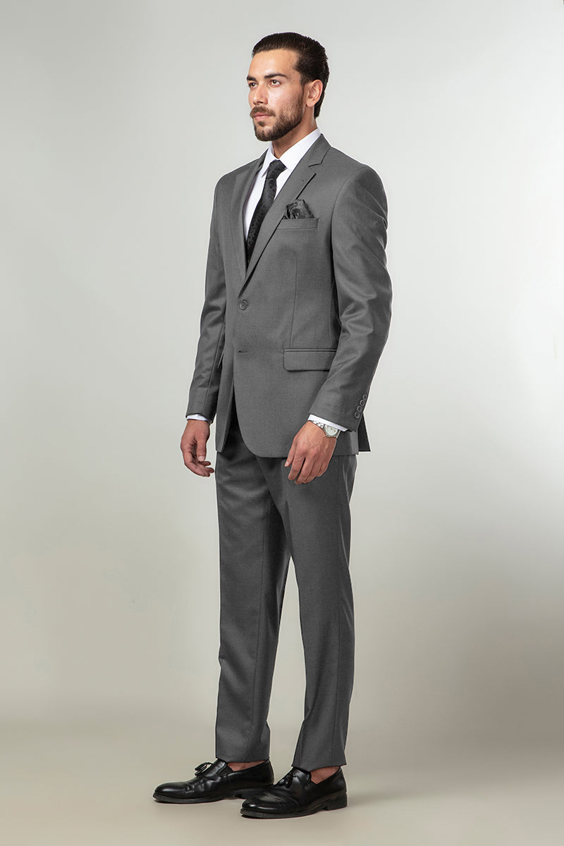2-Piece Formal Suit Light Grey Plain Secondary image