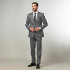 2-Piece Formal Suit Light Grey Plain