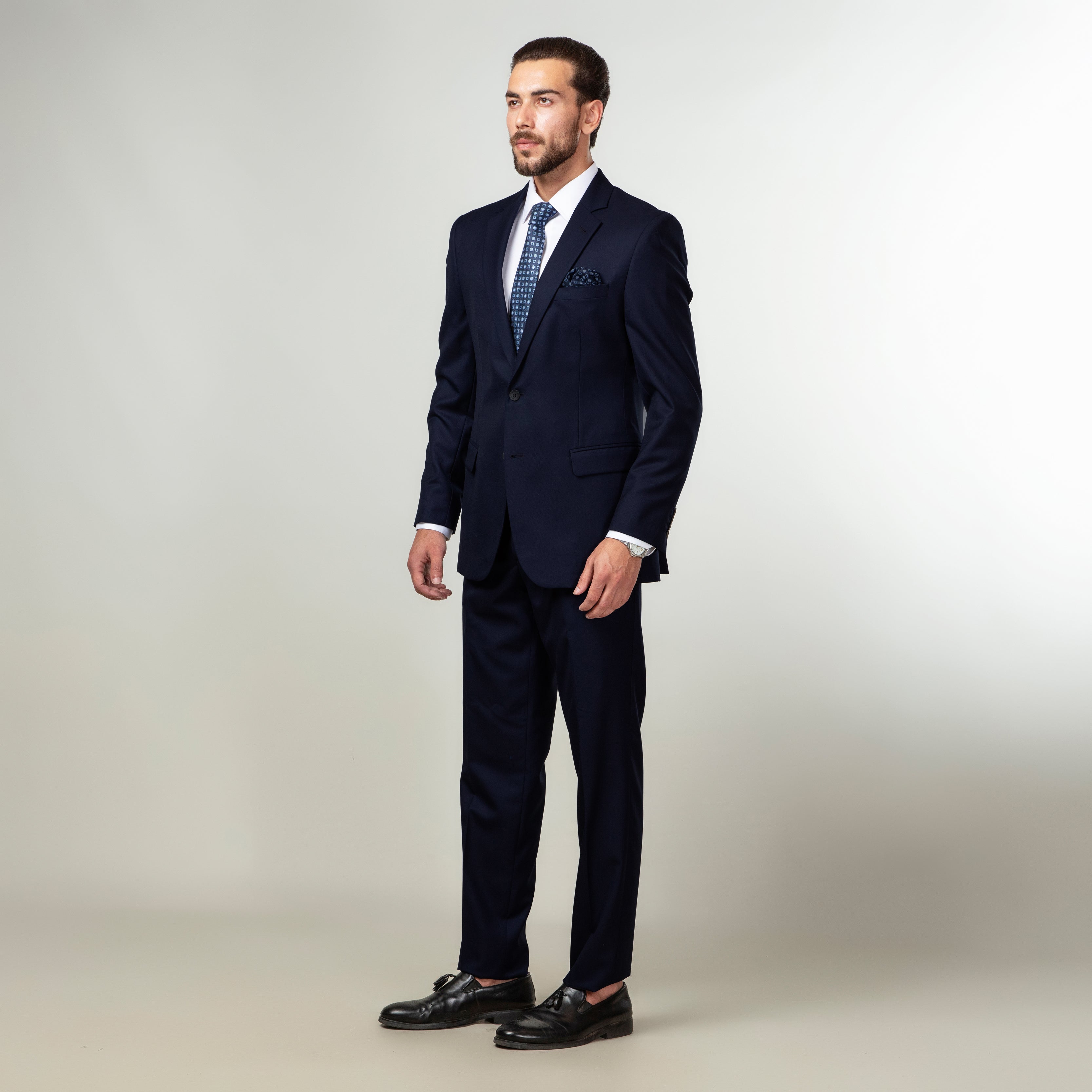 2-Piece Formal Suit Navy Blue Plain