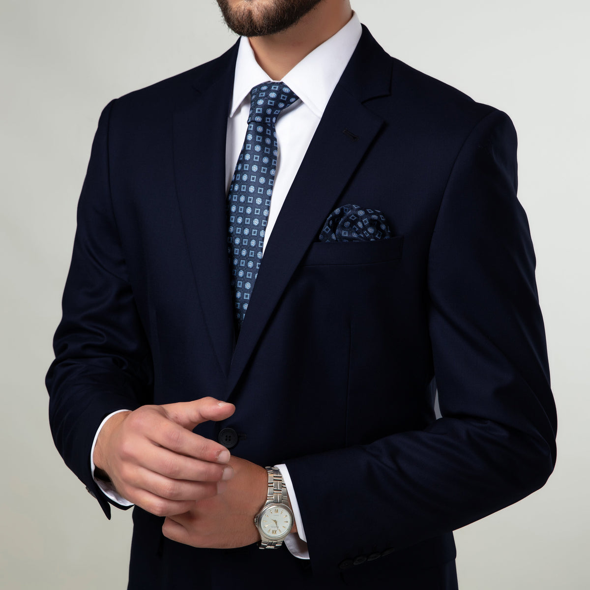2-Piece Formal Suit Navy Blue Plain