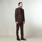 2-Piece Formal Suit Dark Brown Plain