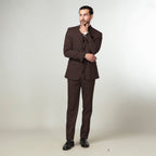 2-Piece Formal Suit Dark Brown Plain