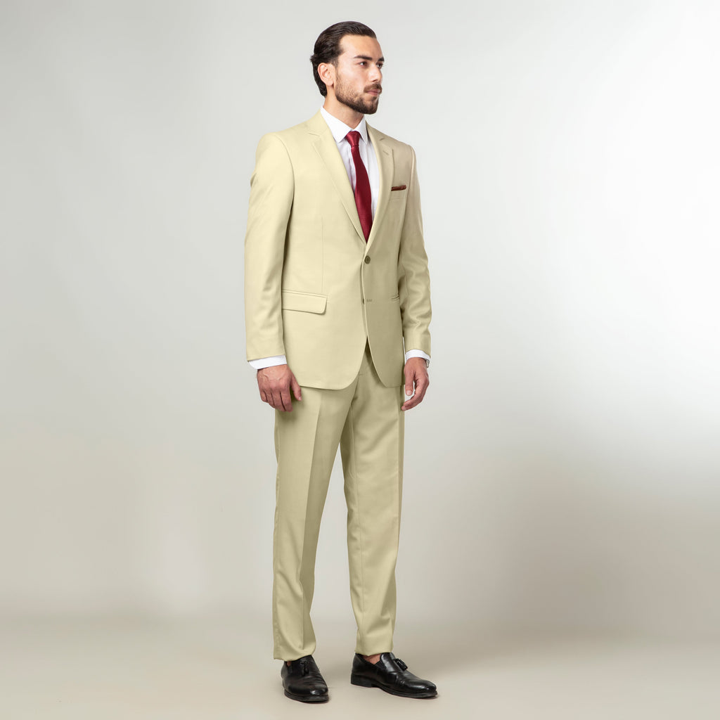 2-Piece Formal Suit Beige Plain