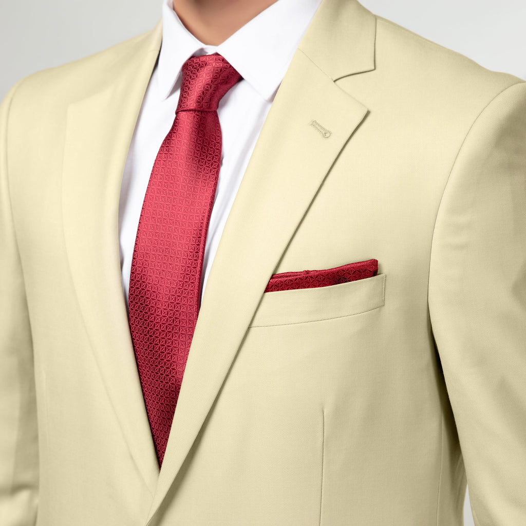 2-Piece Formal Suit Beige Plain
