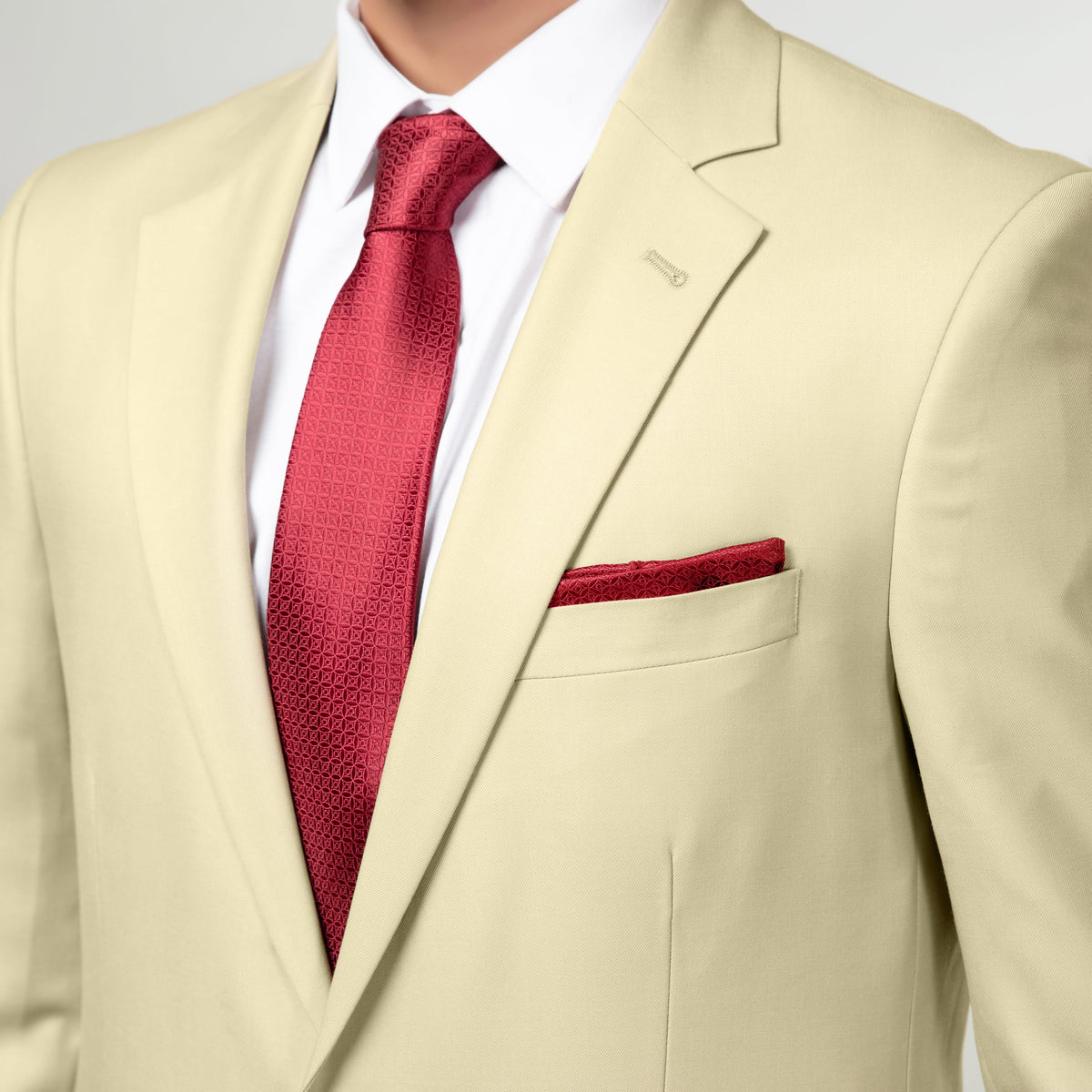 2-Piece Formal Suit Beige Plain