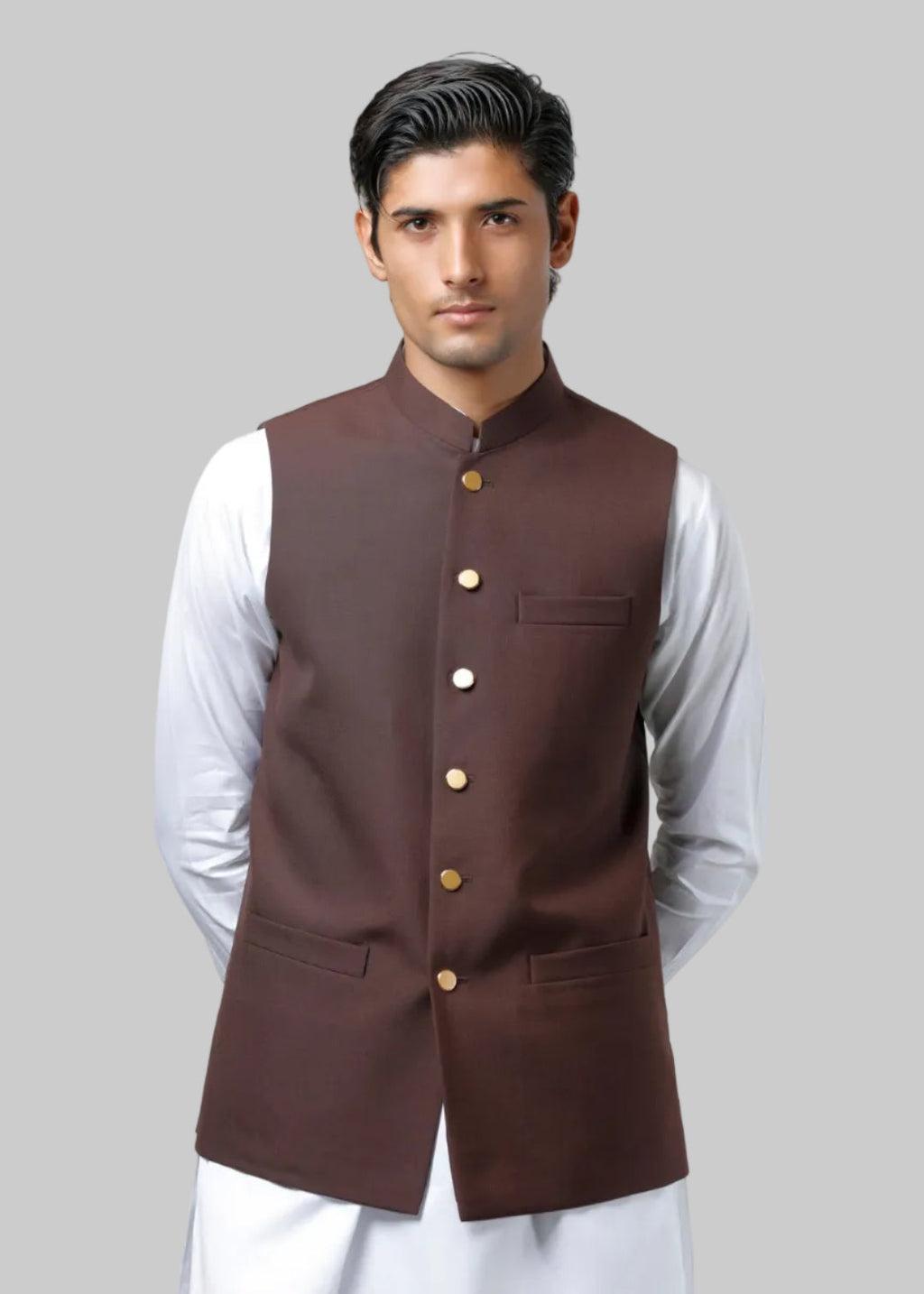 Waist Coat - Lyla Dark Brown Plain