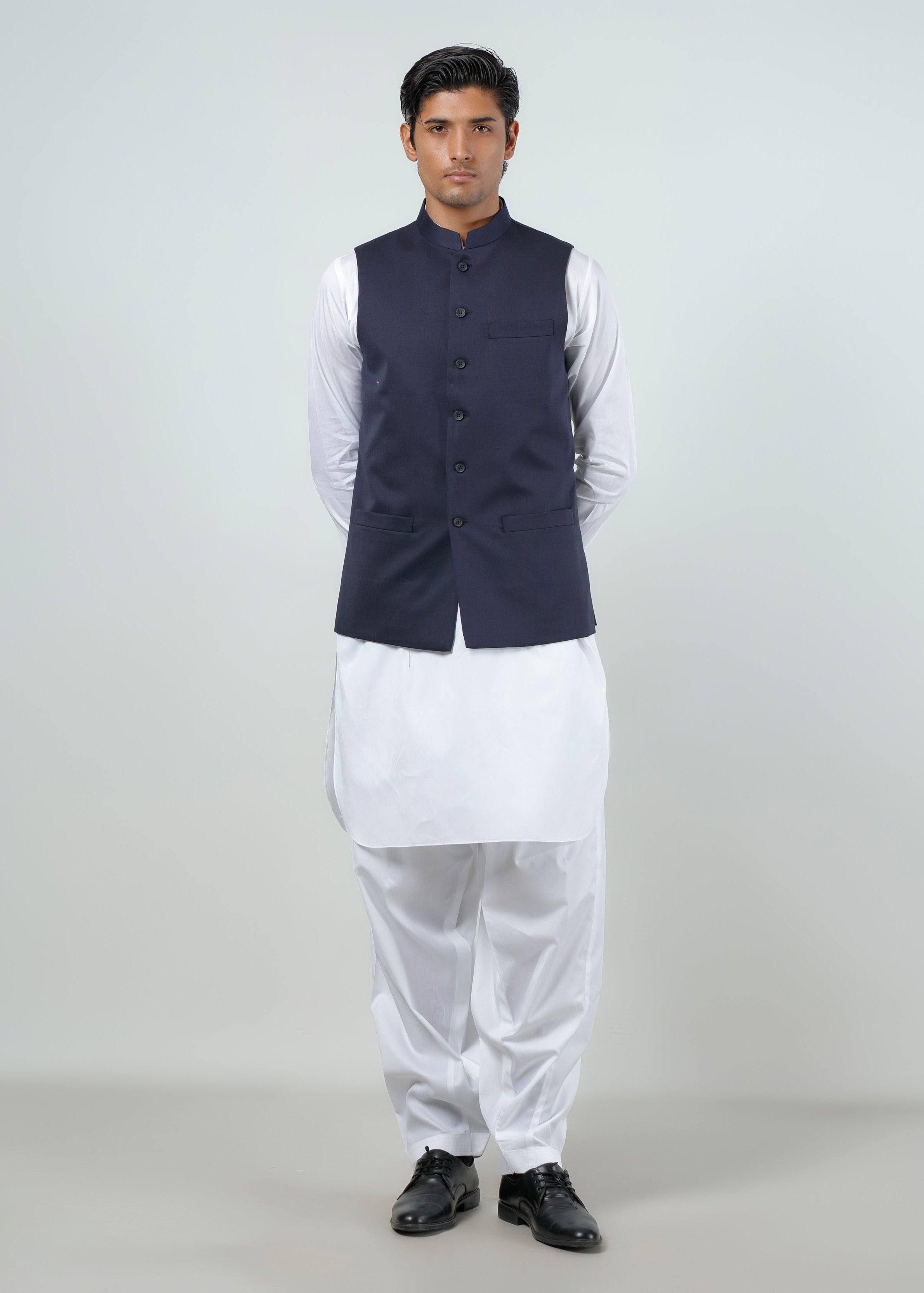 Lawrencepur Dedum Collection Men's Blue Poly Wool Waistcoat Main image