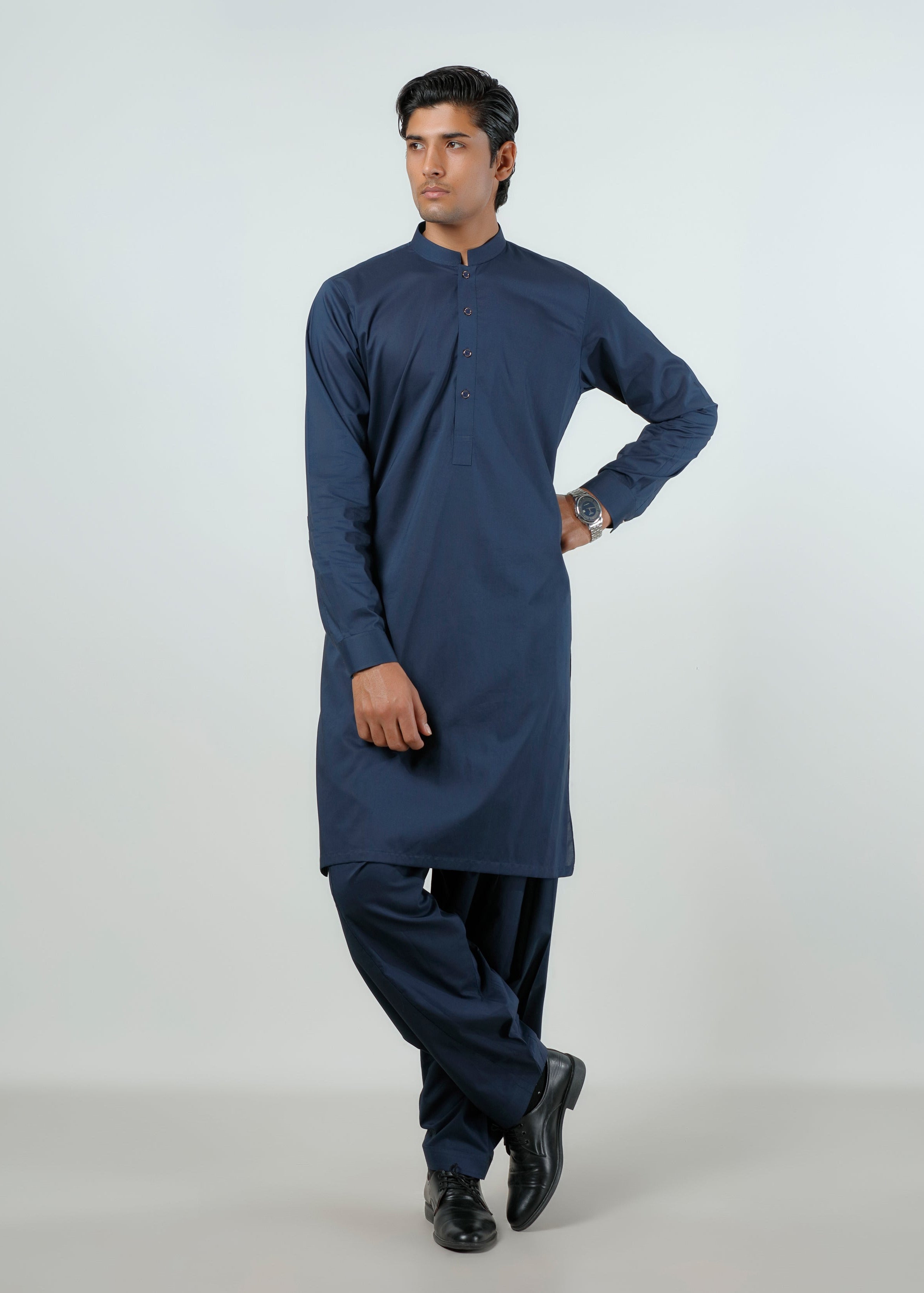 Plain Navy Blue Luxury Egyptian Cotton Shalwar Kameez