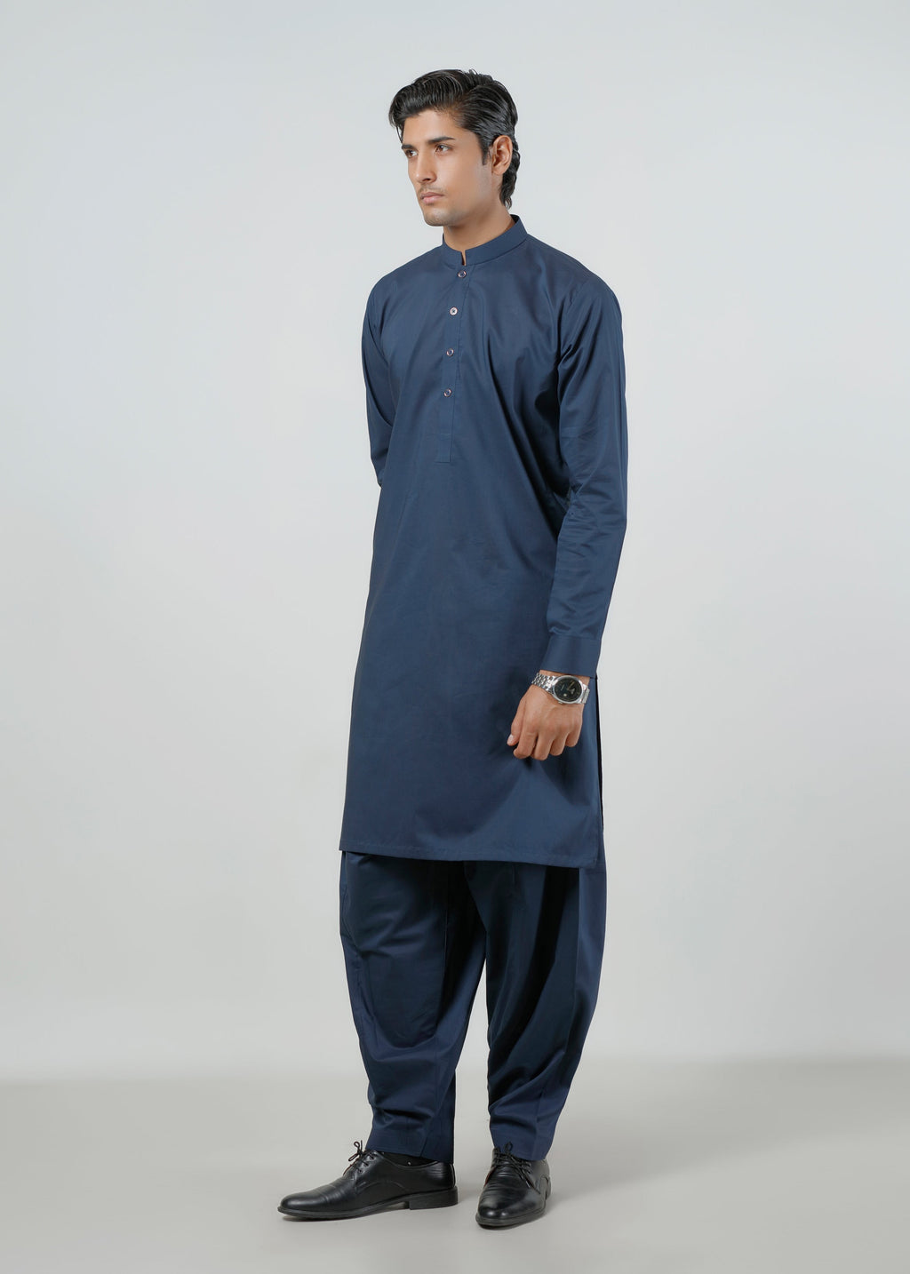 Plain Navy Blue Luxury Egyptian Cotton Shalwar Kameez