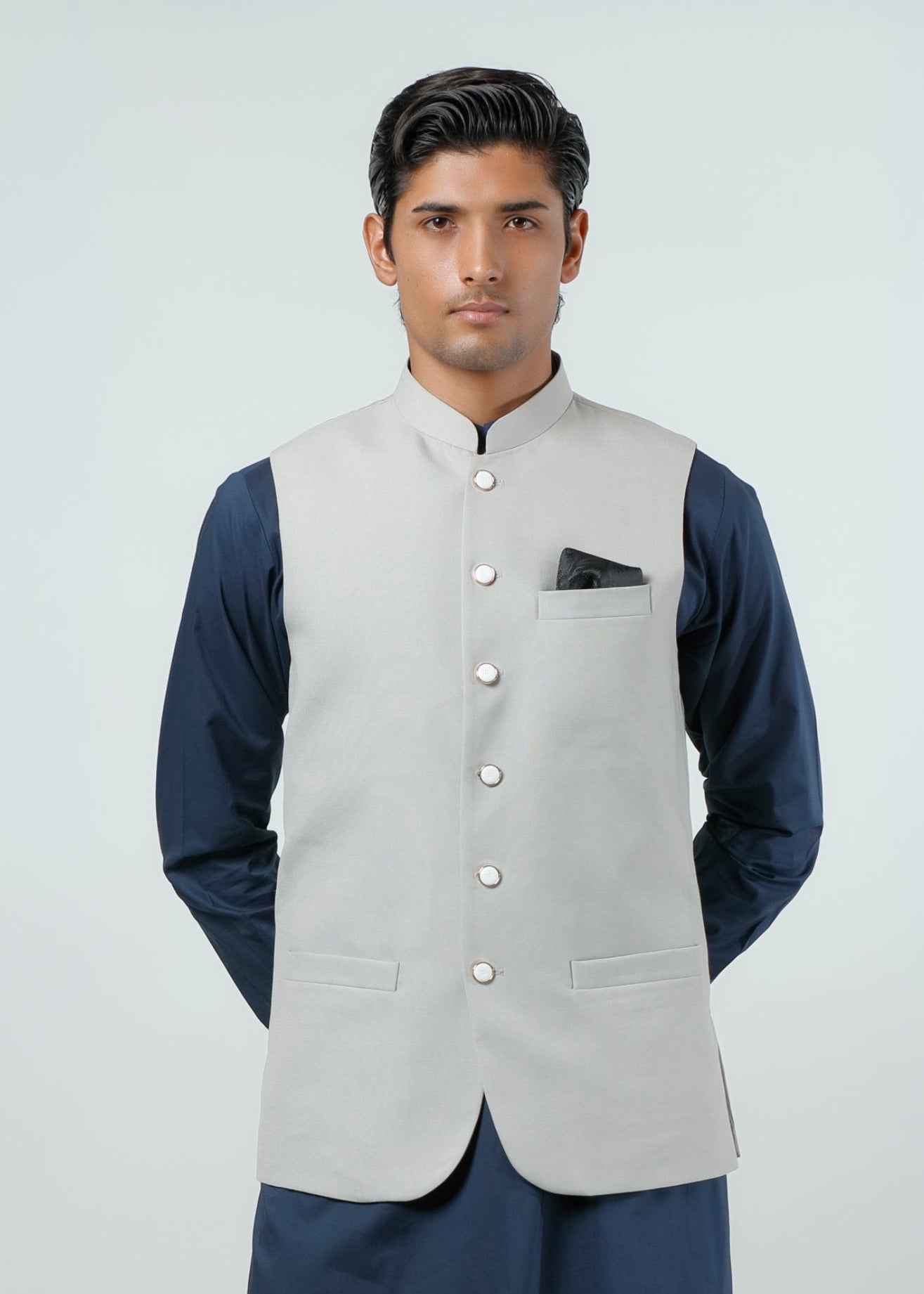 Waist Coat - Lyla Light Grey Plain