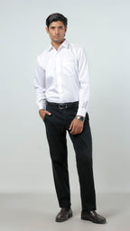 Casual Trouser - Adam Stretch Cotton Black Plain