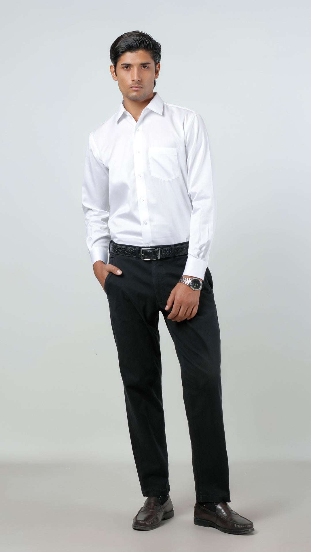 Casual Trouser - Adam Stretch Cotton Black Plain