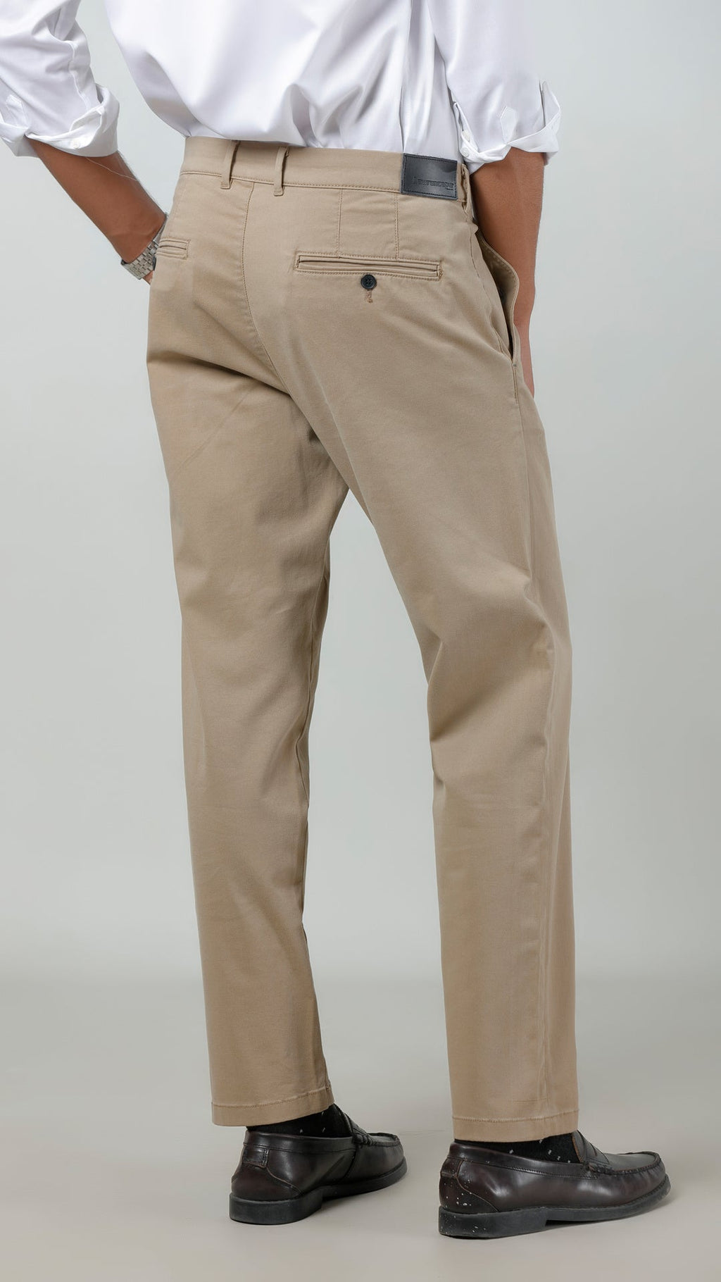 Casual Trouser - Adam Stretch Cotton Khaki Plain