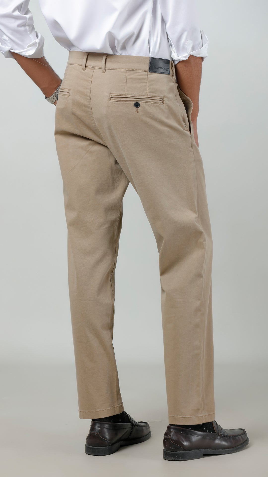 Casual Trouser - Adam Stretch Cotton Khaki Plain