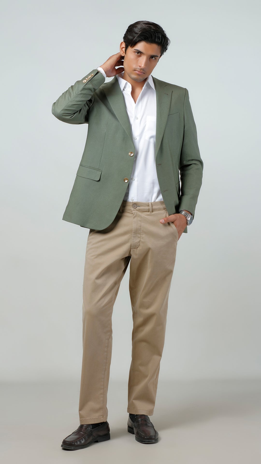 Casual Trouser - Adam Stretch Cotton Khaki Plain