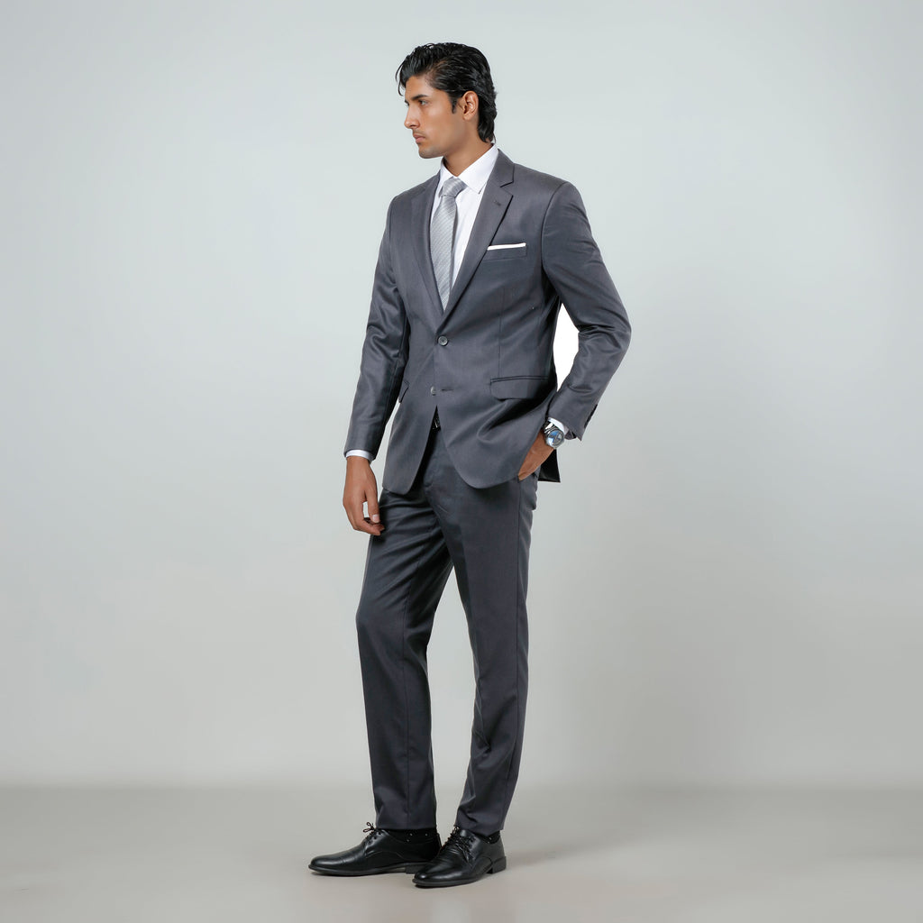 2-Piece Formal Suit Mid Grey Plain