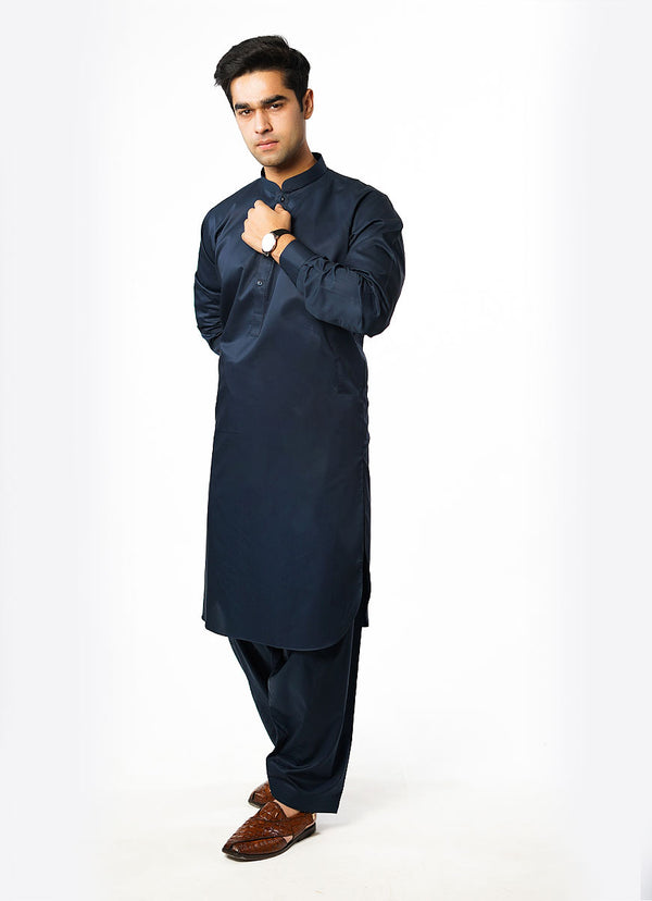 Plain Navy Blue Hi-End Egyptian Cotton Shalwar Kameez