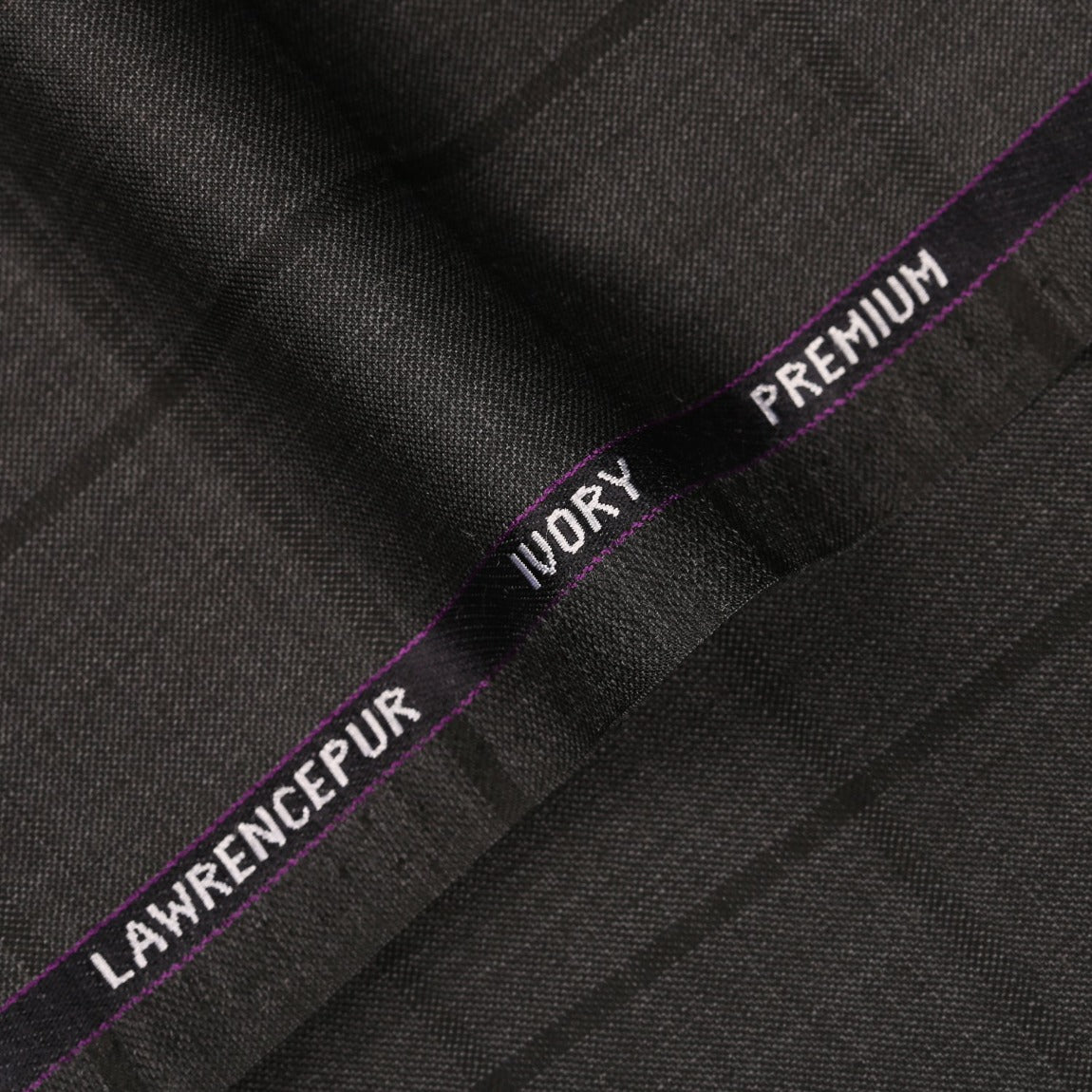 Windowpane Checks-Iron Grey, Ivory Premium Wool Rich Suiting Fabric