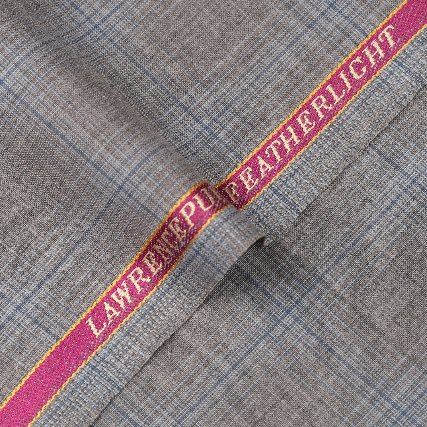 Big Checks-Steel Grey on Turquoise, Featherlight Wool Blend / Poly Wool Suiting Fabric