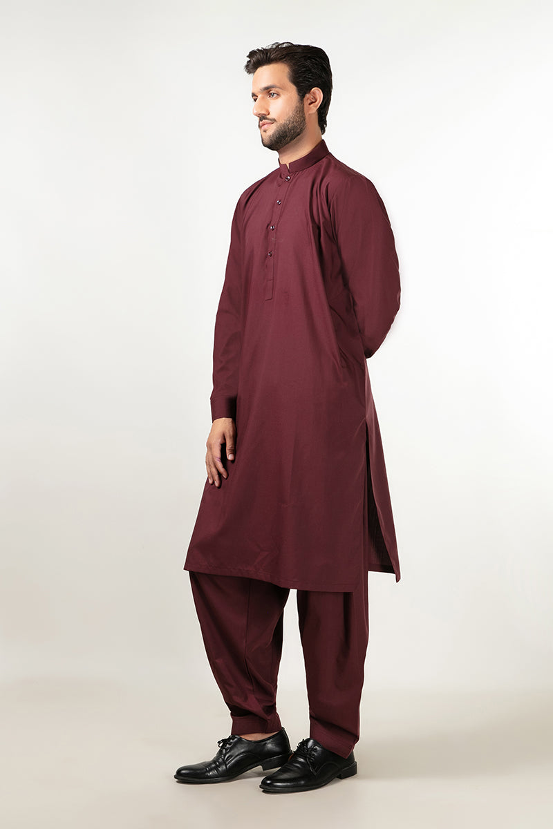 Shalwar Kameez - Signature PV Maroon Plain