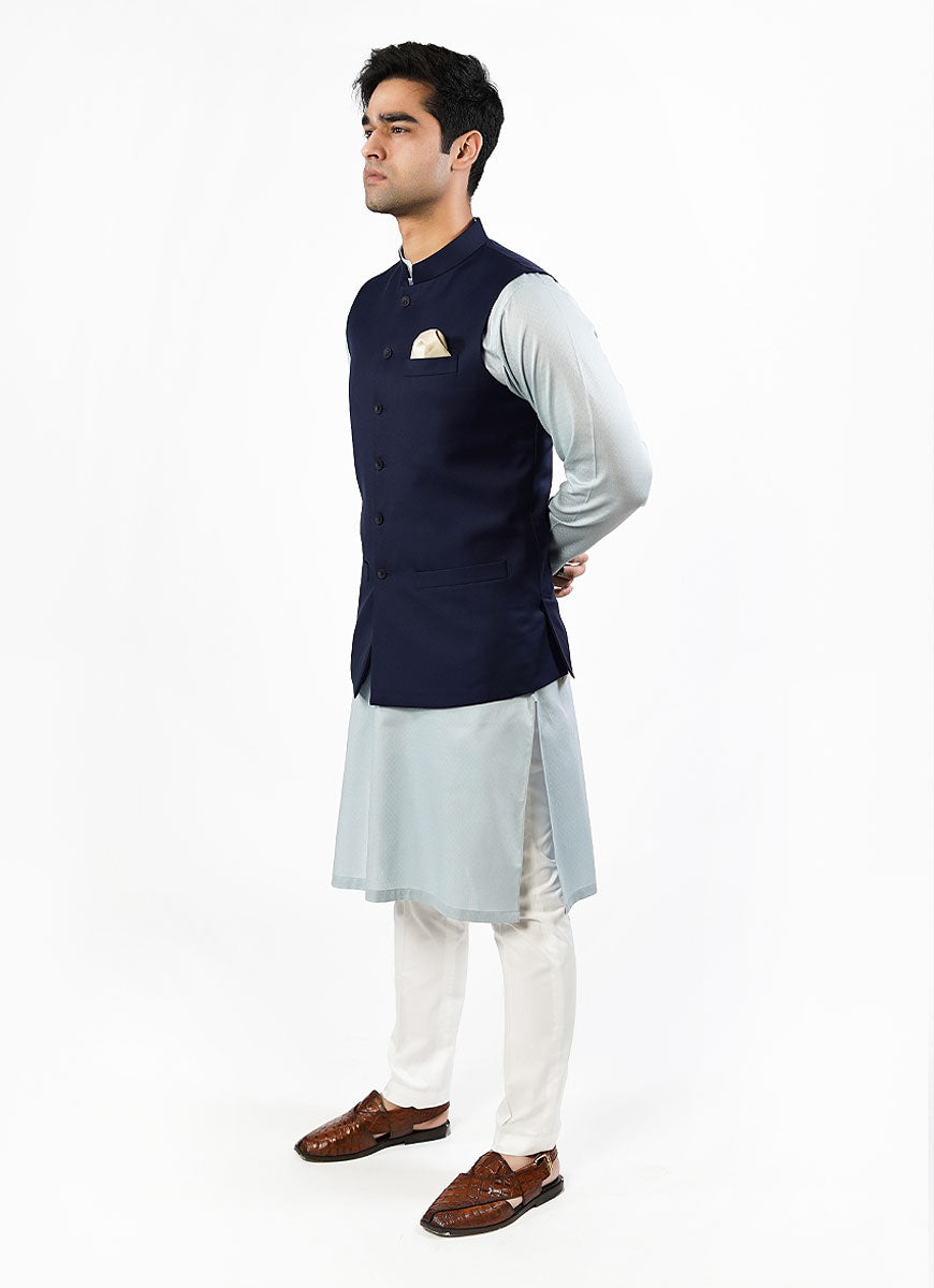 2240-03111-030-0-004 L-Waist Coat Tropical Exclusive (P) Poly Wool Blue All Season 2