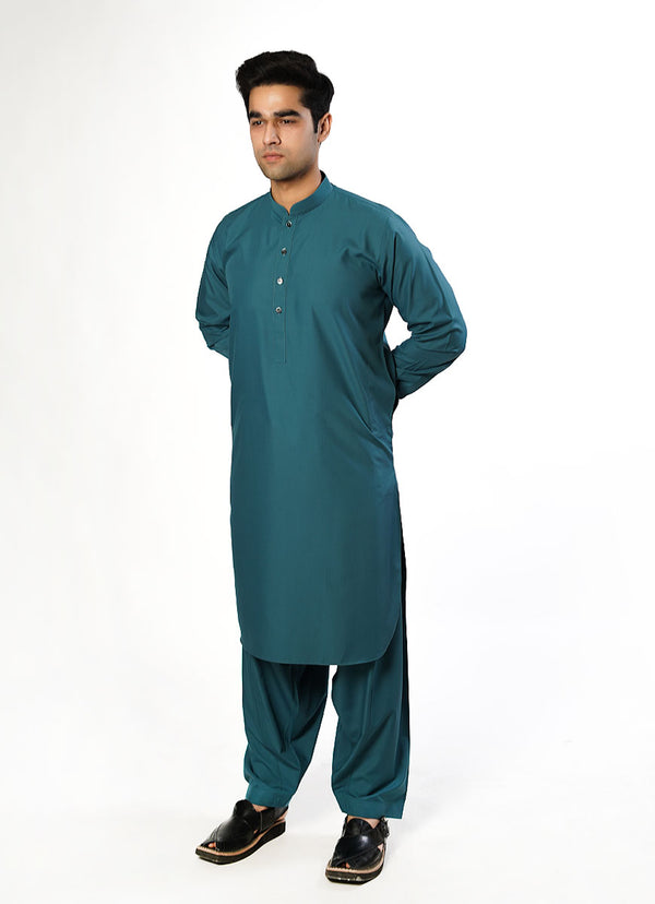 Velvet Ocean Blue Plain Delta Wash N Wear Shalwar Kameez Suit